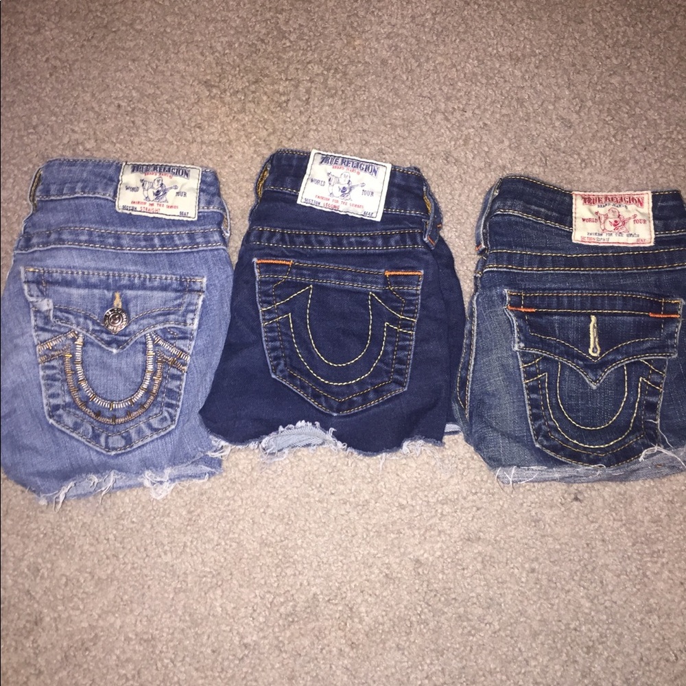 3 pair True Religion Jean Shorts